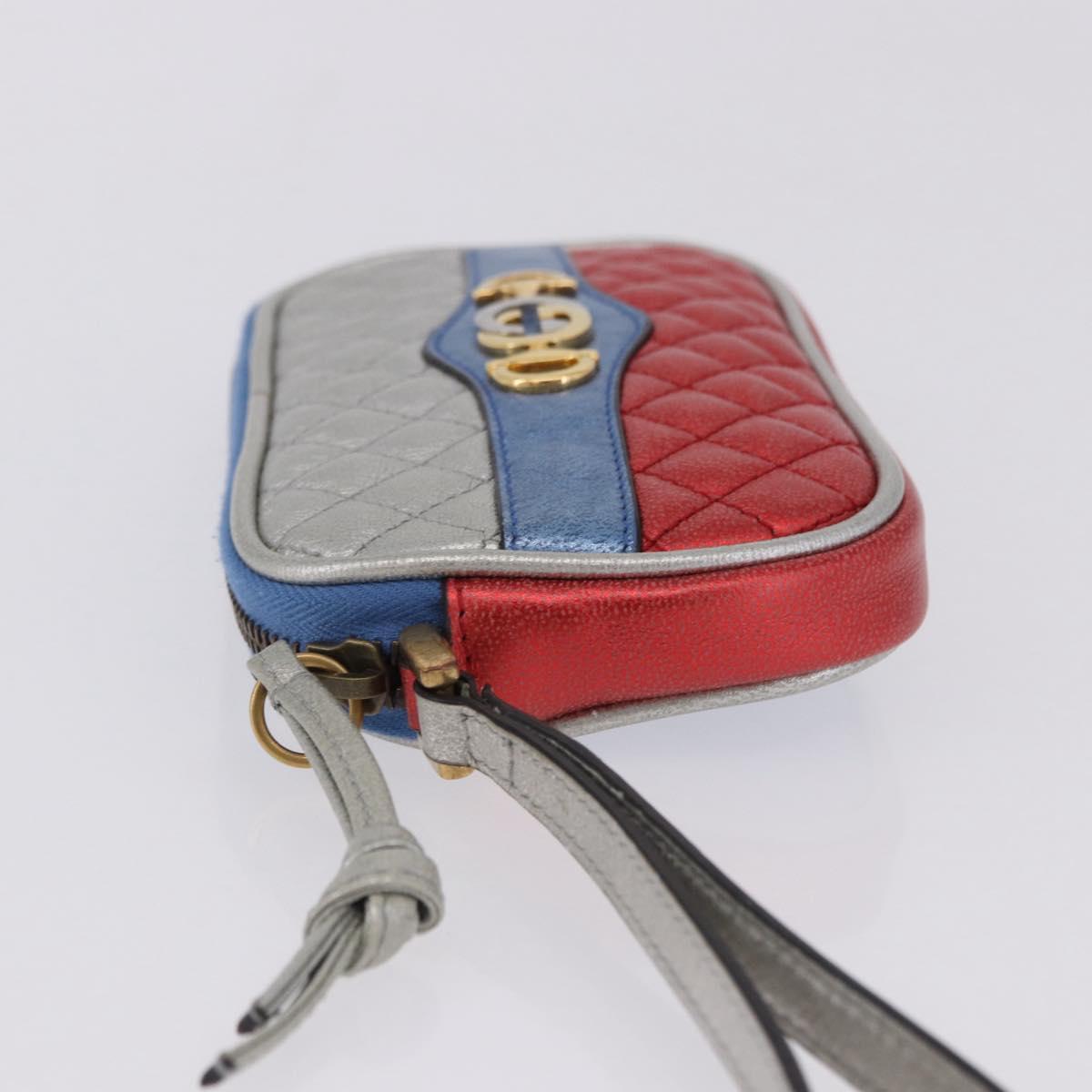 GUCCI Pouch Leather Gold Silver 542202 Auth 196828V