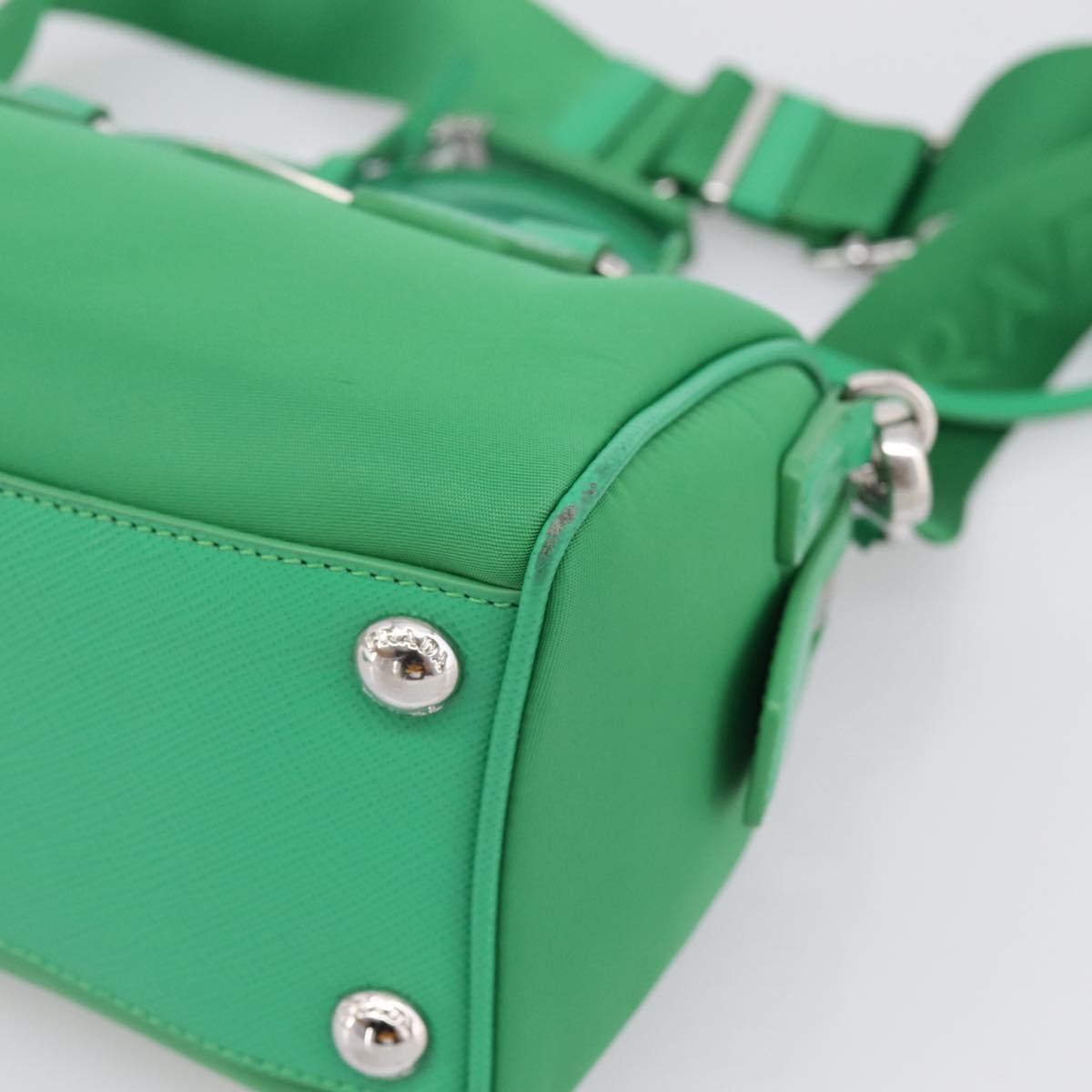 PRADA Hand Bag Nylon 2way Green Silver Auth 196830SAM