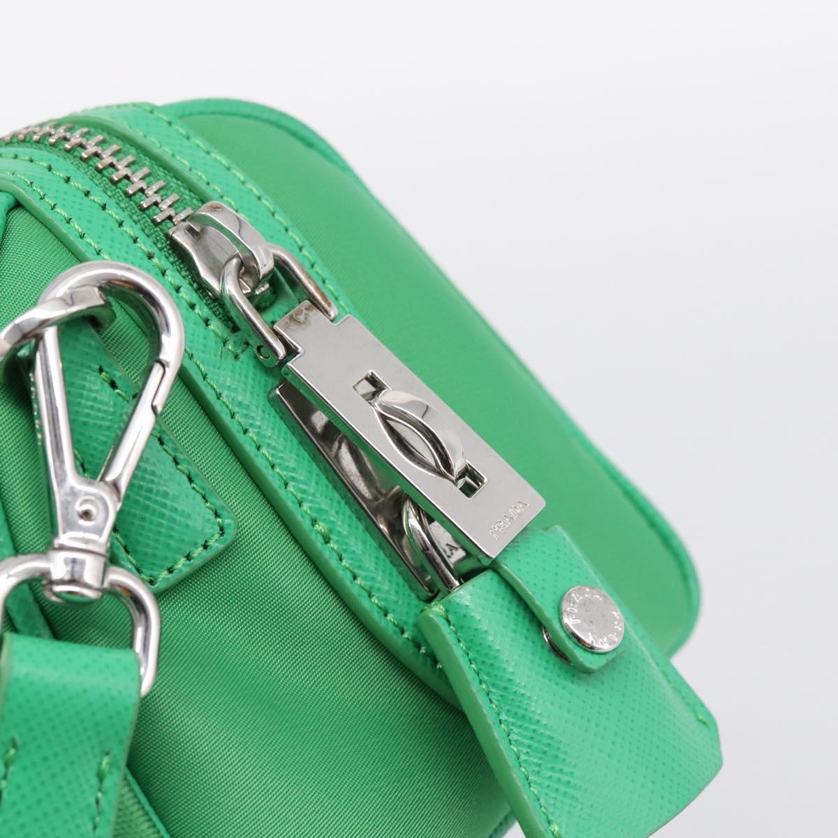 PRADA Hand Bag Nylon 2way Green Silver Auth 196830SAM
