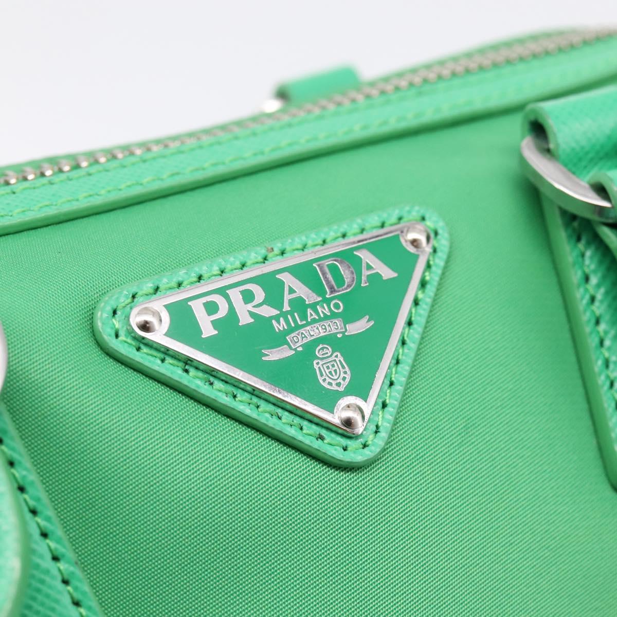 PRADA Hand Bag Nylon 2way Green Silver Auth 196830SAM