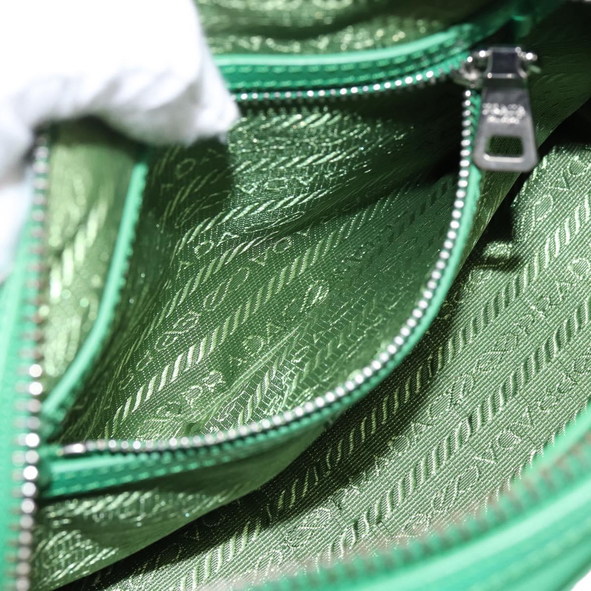 PRADA Hand Bag Nylon 2way Green Silver Auth 196830SAM