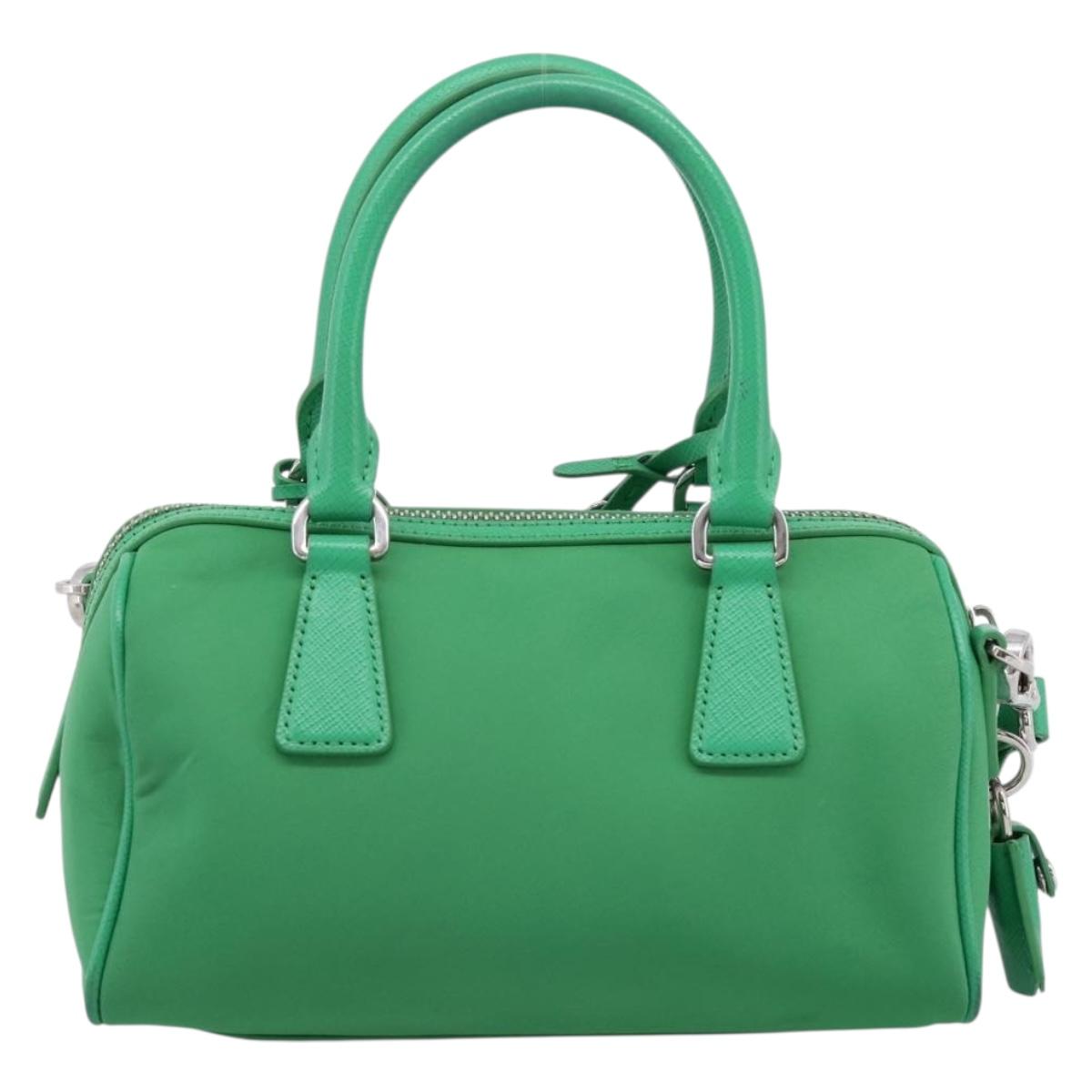 PRADA Hand Bag Nylon 2way Green Silver Auth 196830SAM