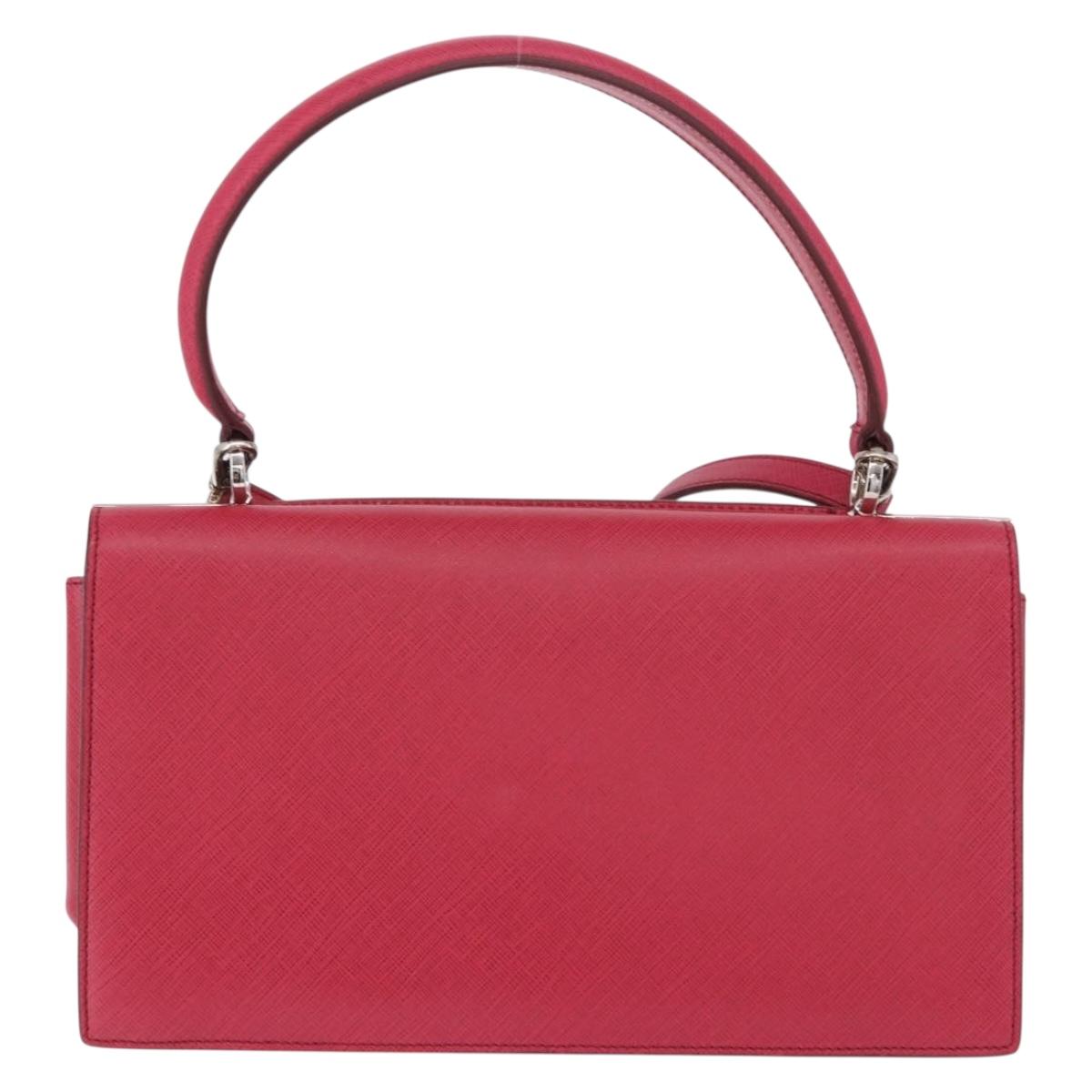 Salvatore Ferragamo Gancini Hand Bag Leather 2way Pink Silver Auth 196831V