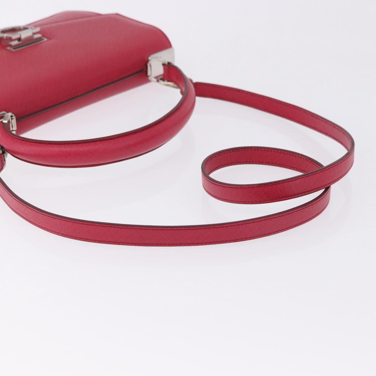 Salvatore Ferragamo Gancini Hand Bag Leather 2way Pink Silver Auth 196831V