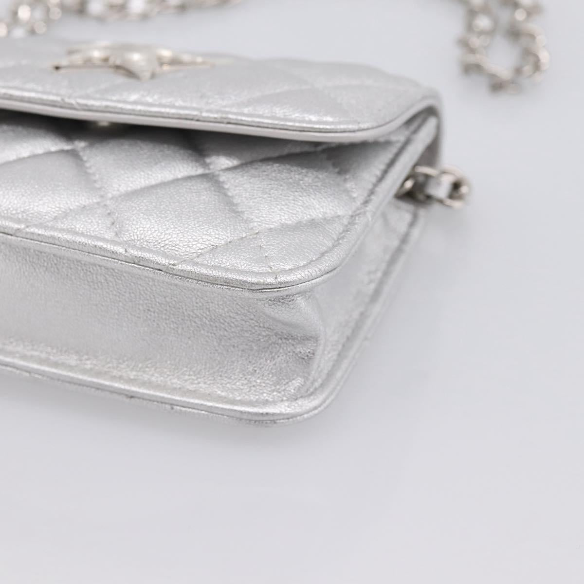 CHANEL Matelasse Chain Shoulder Bag Lamb Skin Navy CC Auth 196832SAM