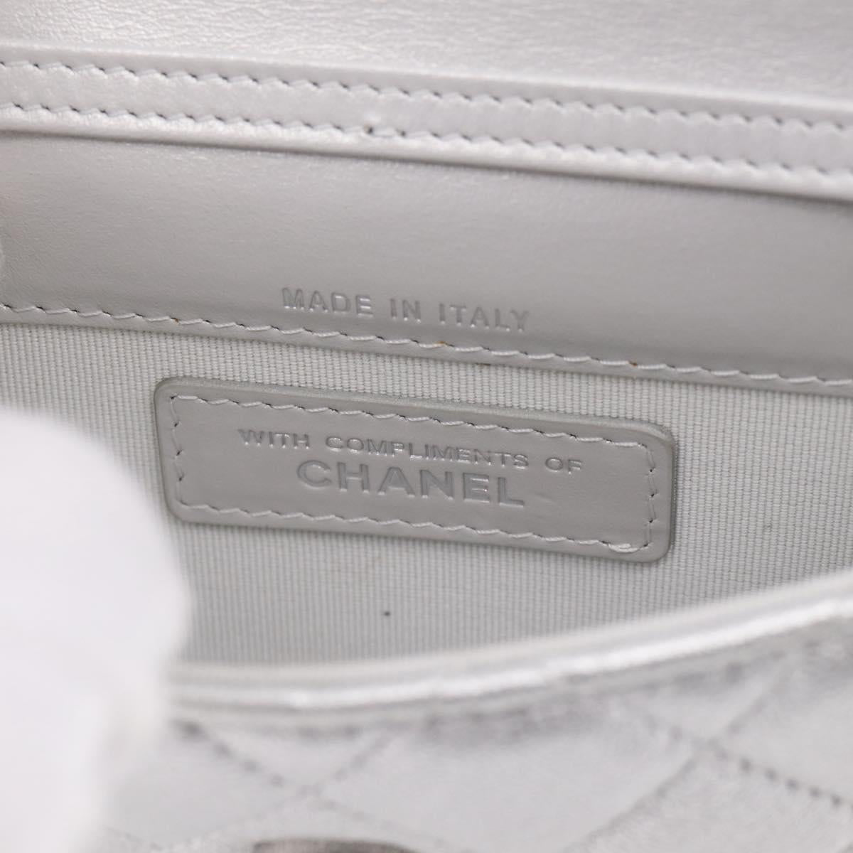 CHANEL Matelasse Chain Shoulder Bag Lamb Skin Navy CC Auth 196832SAM