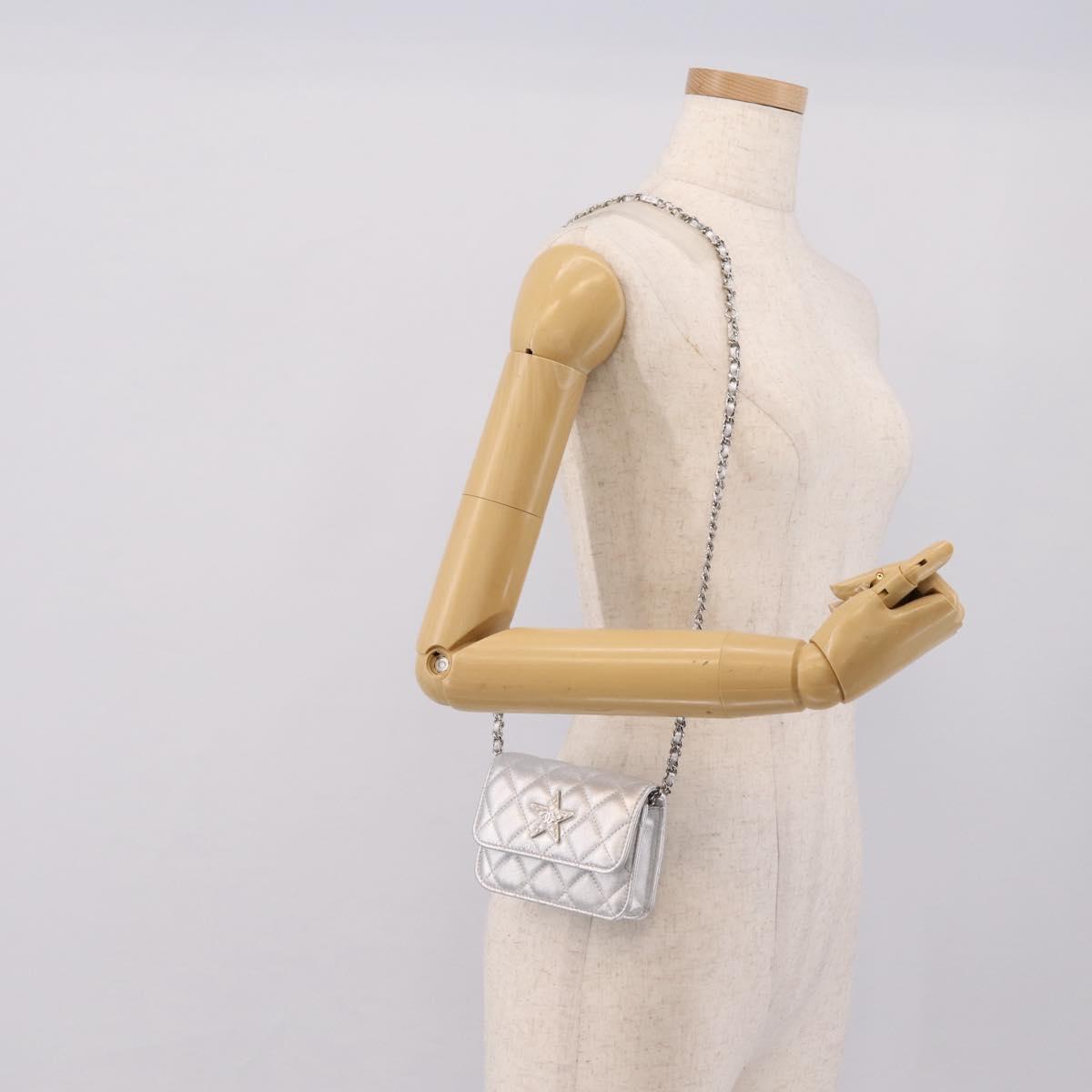 CHANEL Matelasse Chain Shoulder Bag Lamb Skin Navy CC Auth 196832SAM
