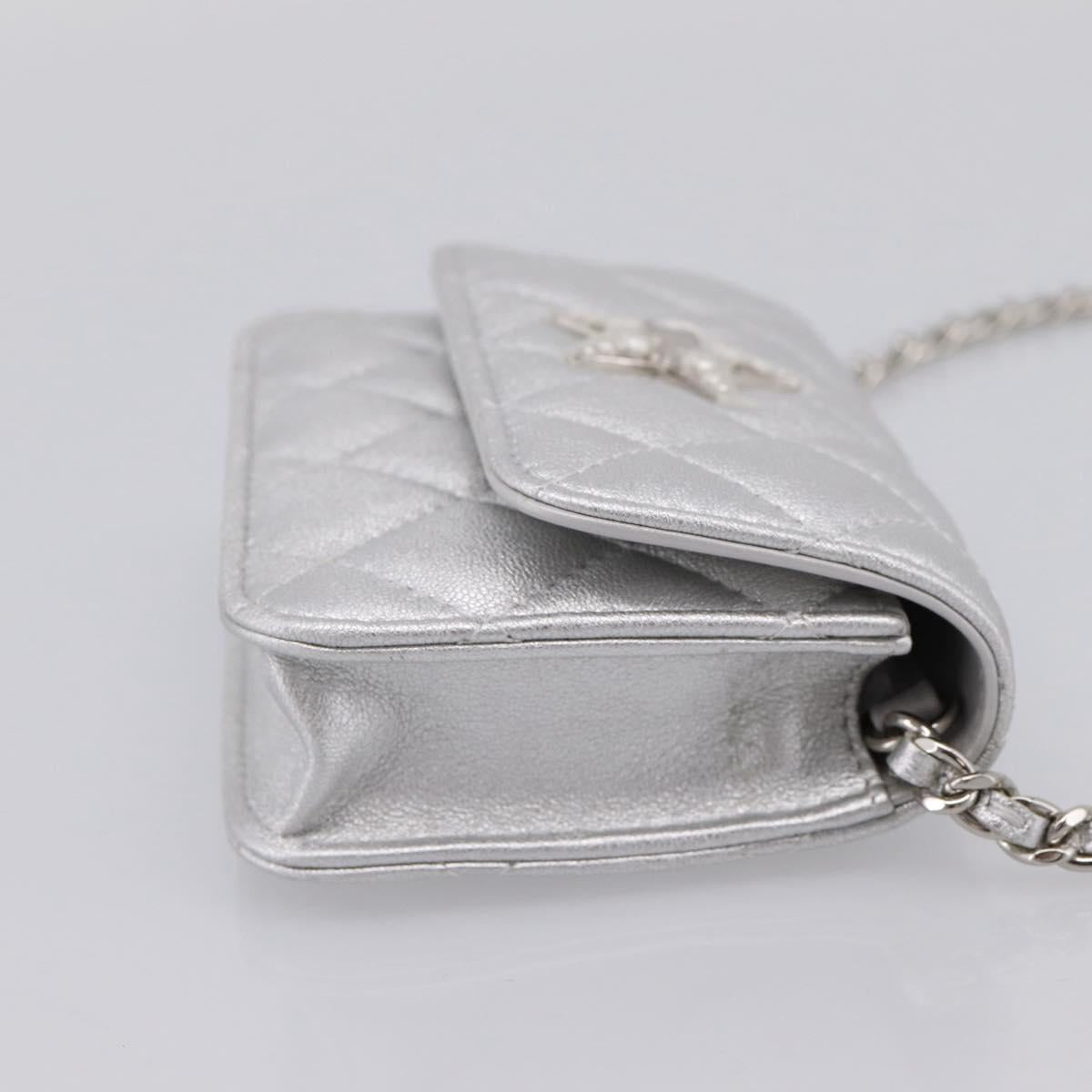 CHANEL Matelasse Chain Shoulder Bag Lamb Skin Navy CC Auth 196832SAM