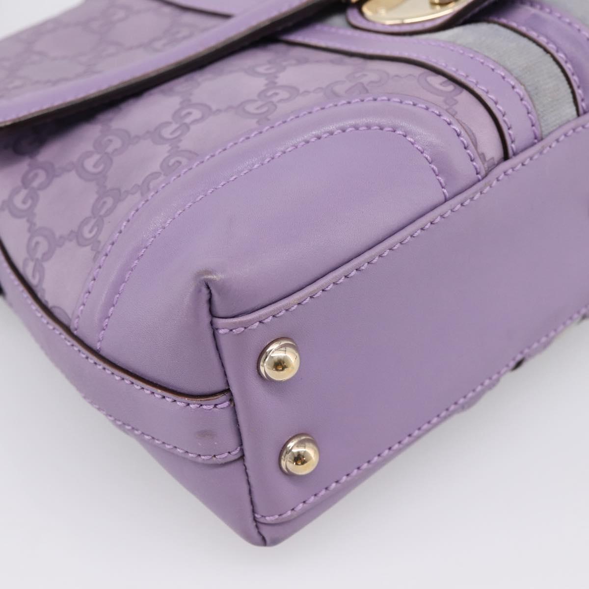 GUCCI GG Canvas Guccissima Hand Bag Leather Purple Gold 145999 Auth 196833V