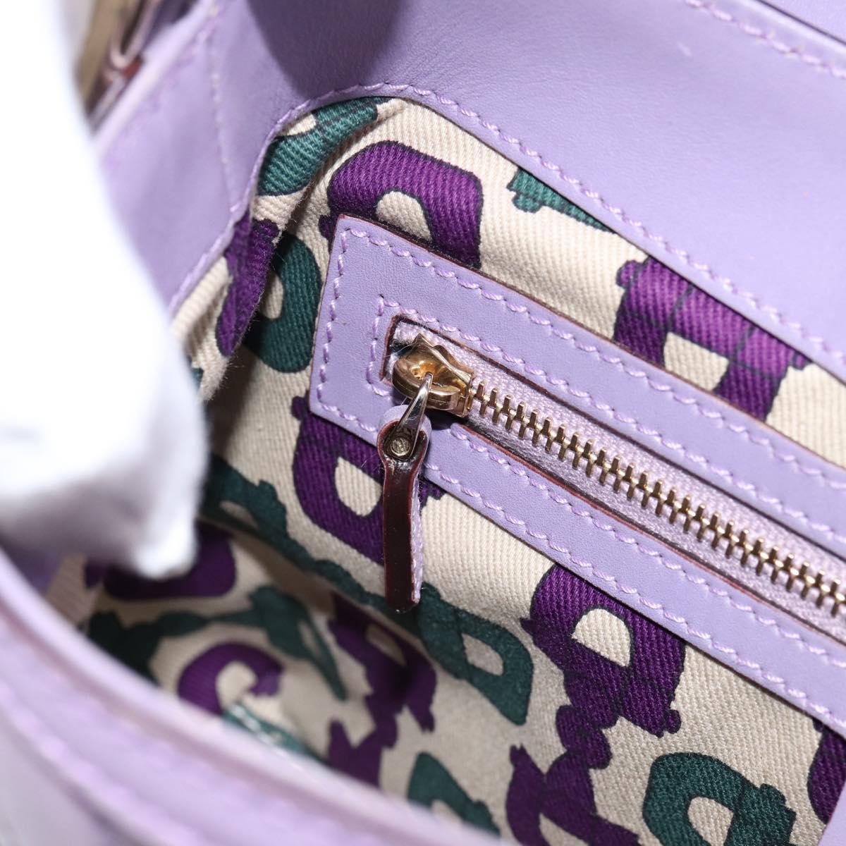 GUCCI GG Canvas Guccissima Hand Bag Leather Purple Gold 145999 Auth 196833V
