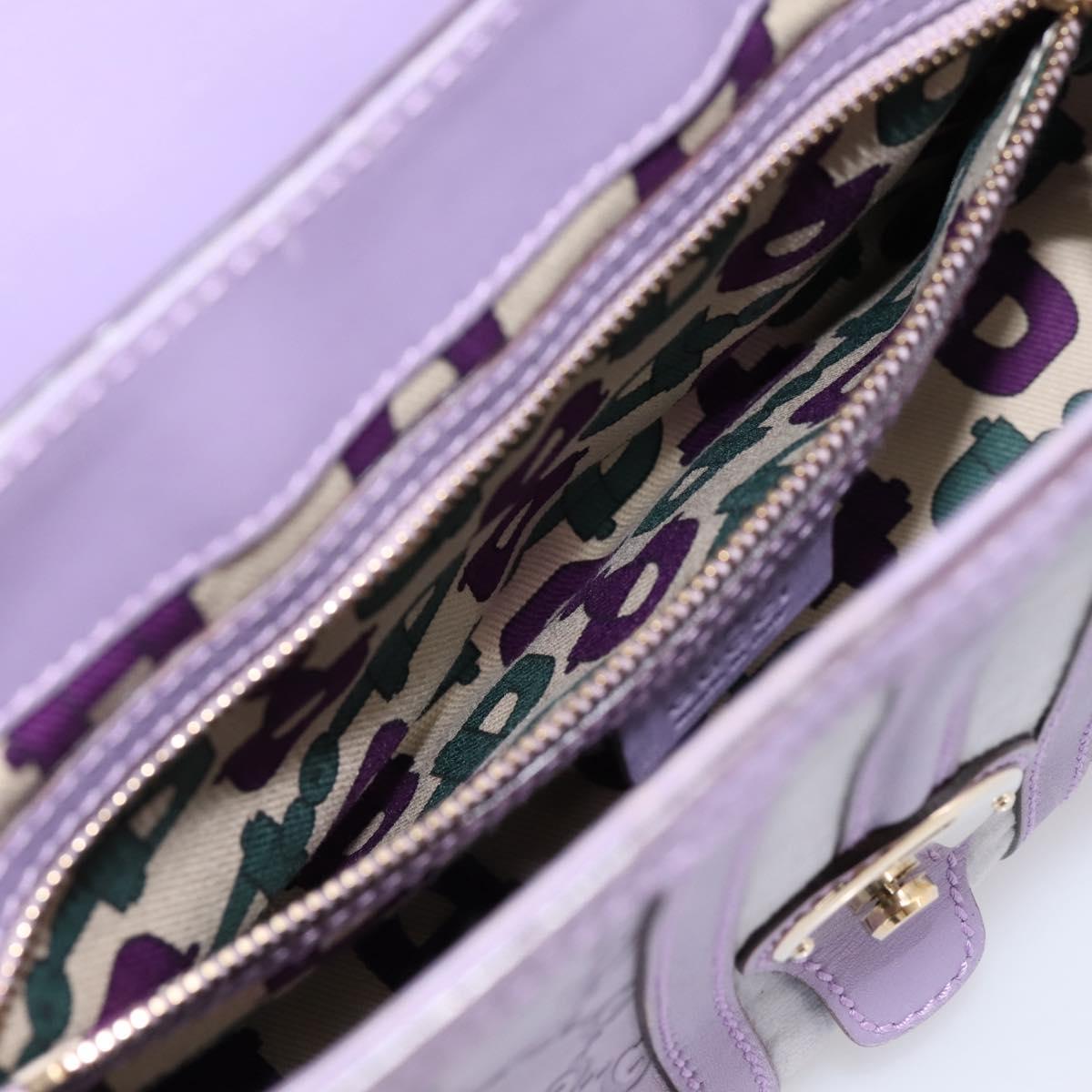 GUCCI GG Canvas Guccissima Hand Bag Leather Purple Gold 145999 Auth 196833V