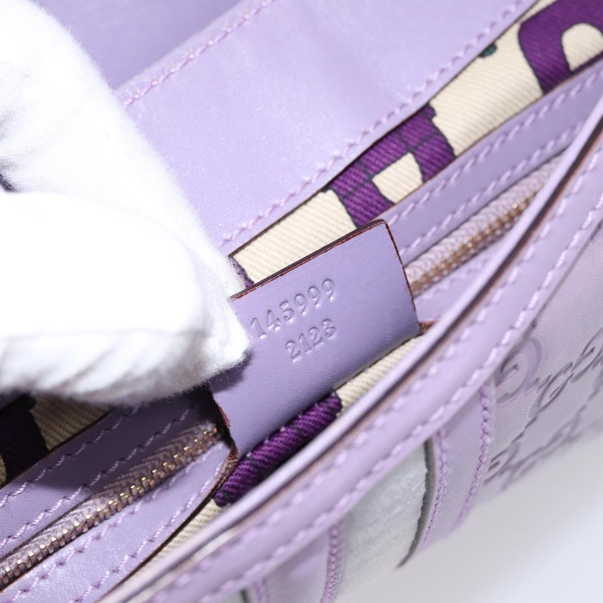 GUCCI GG Canvas Guccissima Hand Bag Leather Purple Gold 145999 Auth 196833V