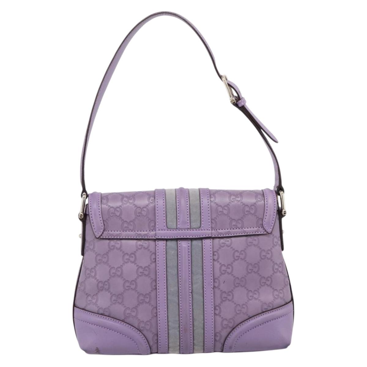 GUCCI GG Canvas Guccissima Hand Bag Leather Purple Gold 145999 Auth 196833V