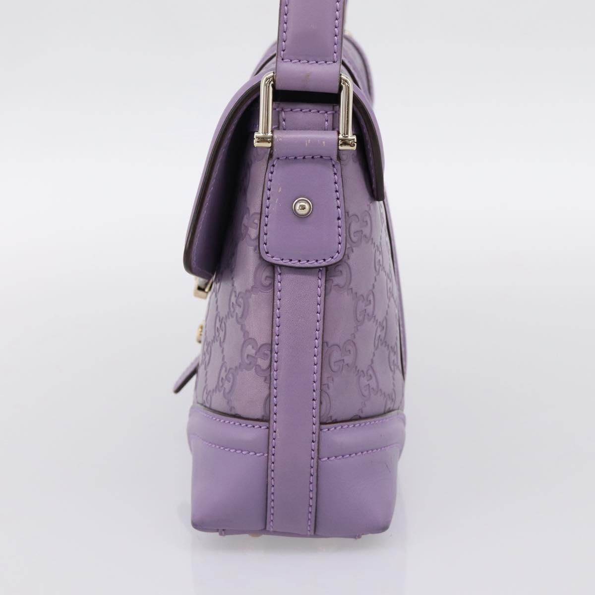 GUCCI GG Canvas Guccissima Hand Bag Leather Purple Gold 145999 Auth 196833V