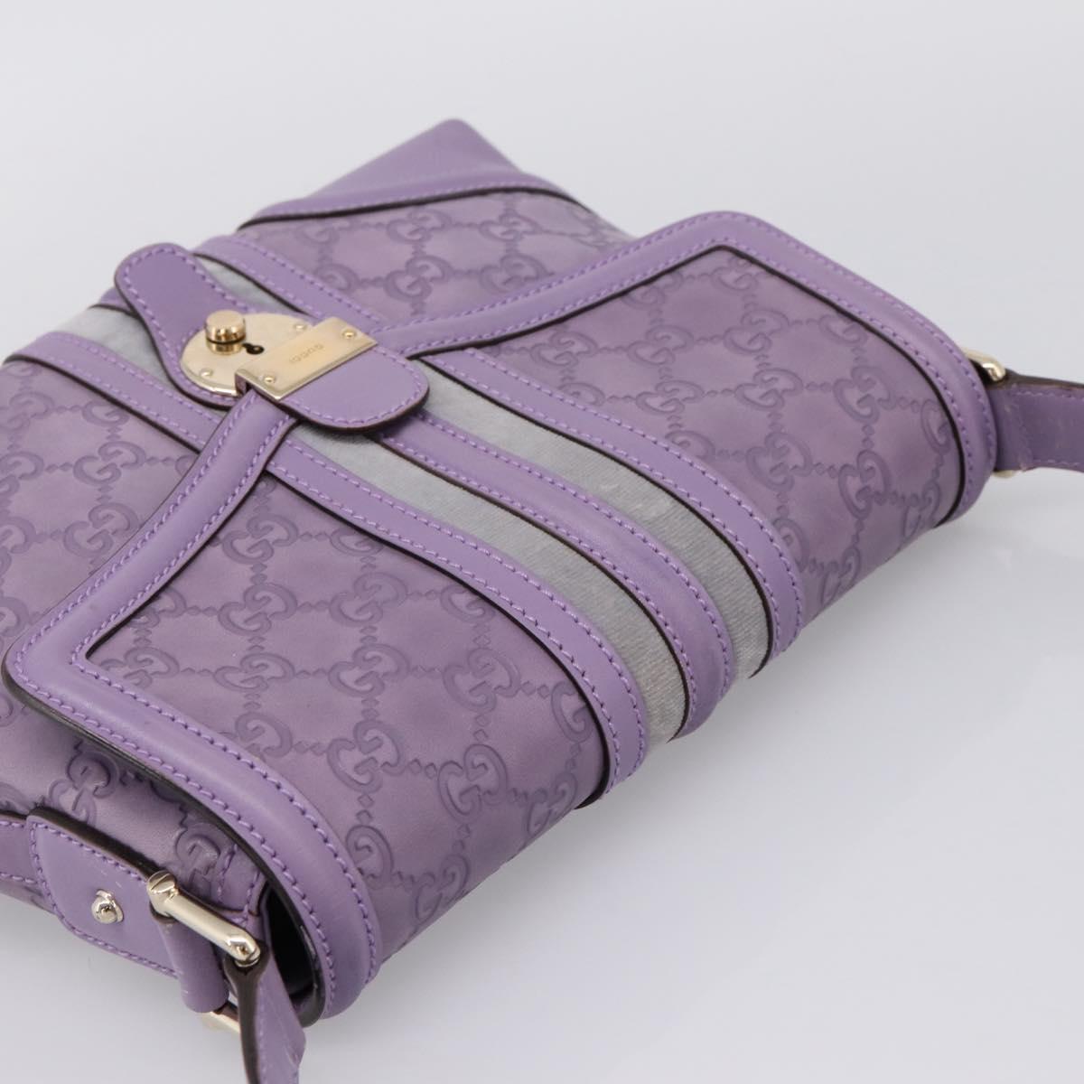 GUCCI GG Canvas Guccissima Hand Bag Leather Purple Gold 145999 Auth 196833V