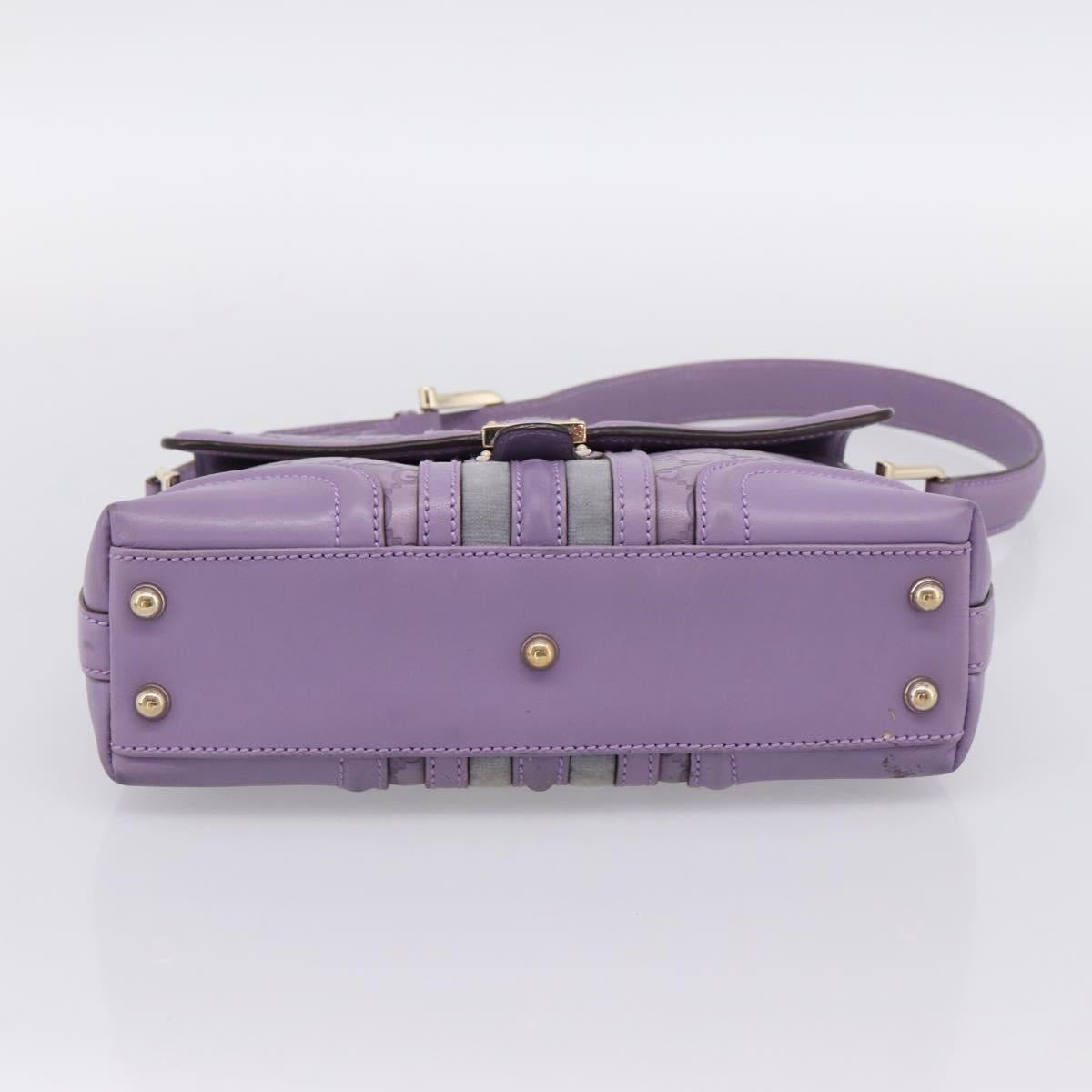 GUCCI GG Canvas Guccissima Hand Bag Leather Purple Gold 145999 Auth 196833V