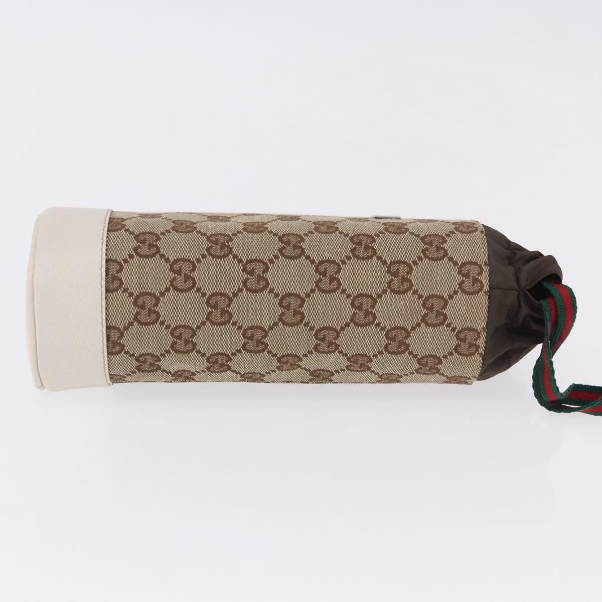 GUCCI GG Canvas Web Sherry Line Drink Holder Beige White Red 28691 Auth 196834A