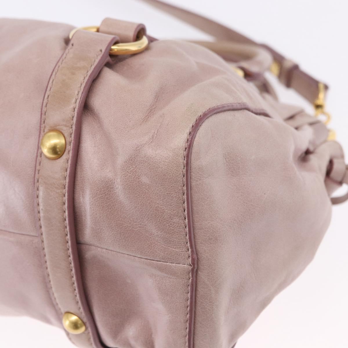 Miu Miu Hand Bag Leather 2way Beige Gold Auth 196835V