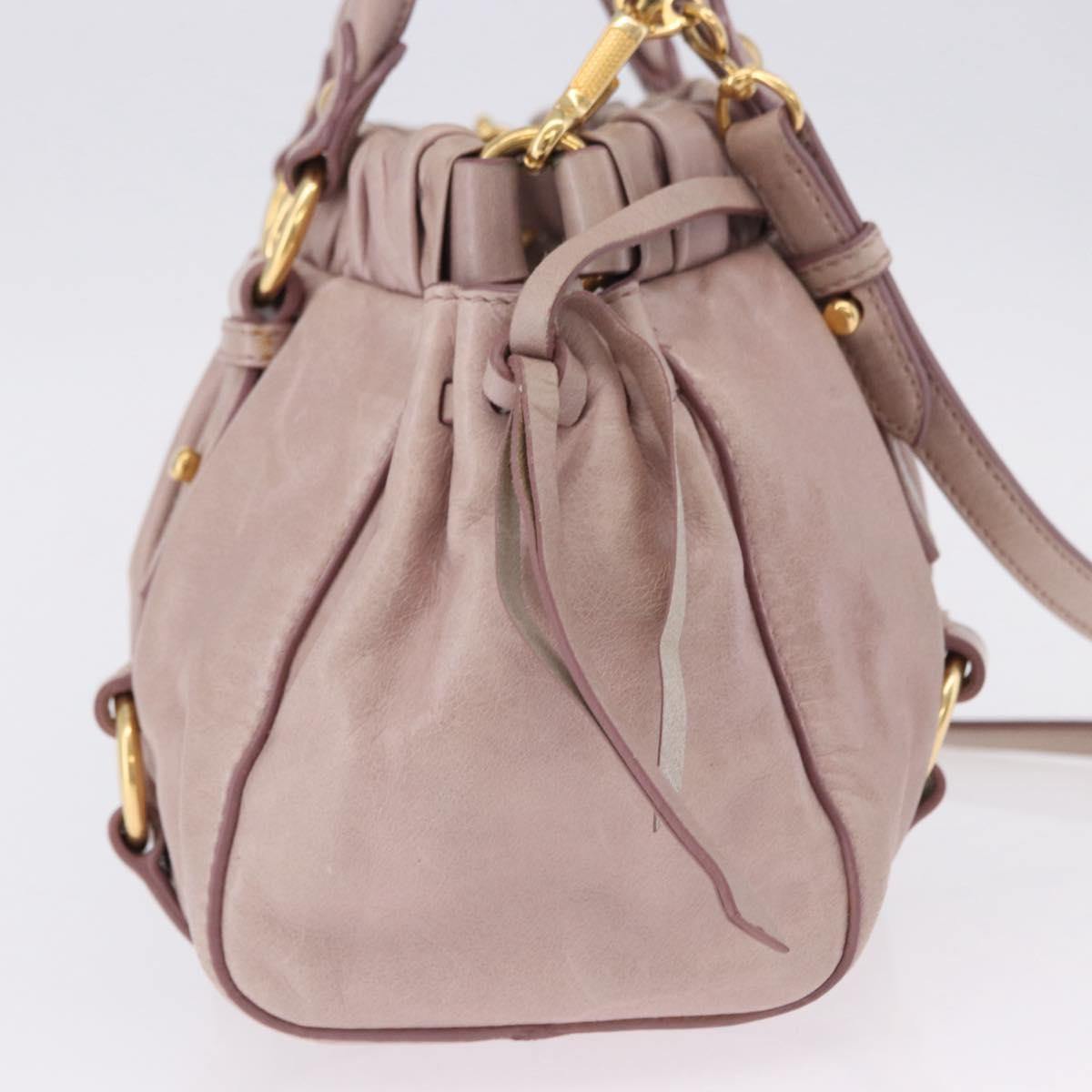 Miu Miu Hand Bag Leather 2way Beige Gold Auth 196835V