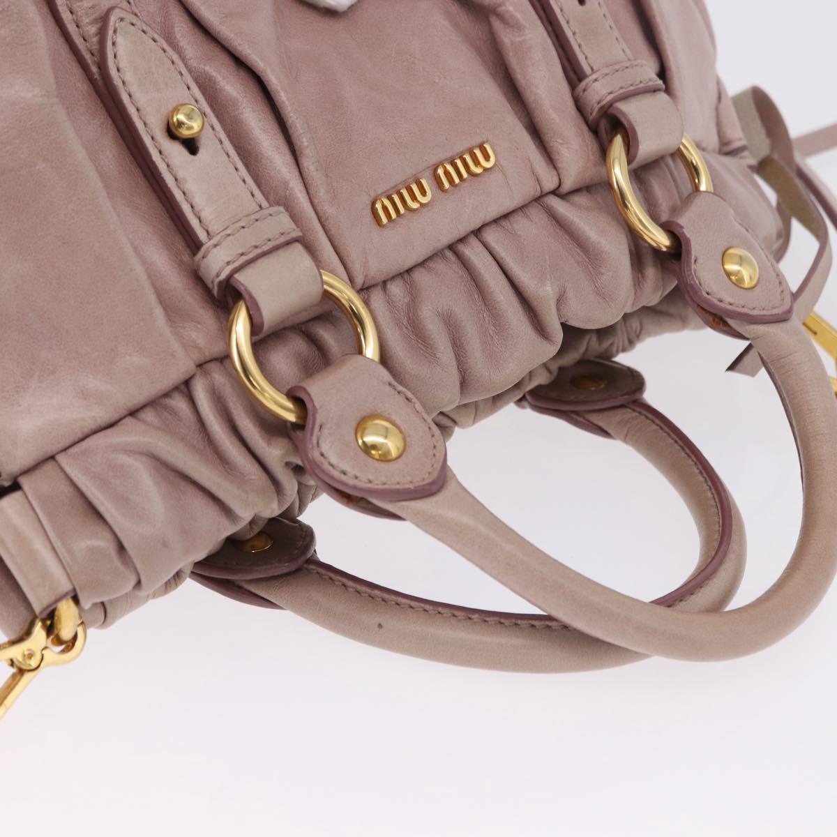 Miu Miu Hand Bag Leather 2way Beige Gold Auth 196835V