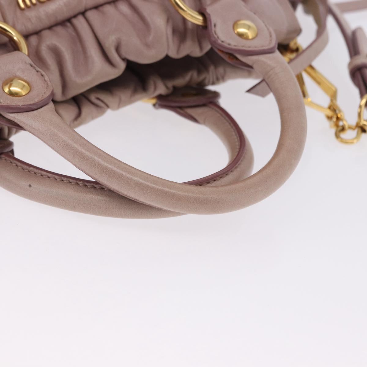Miu Miu Hand Bag Leather 2way Beige Gold Auth 196835V