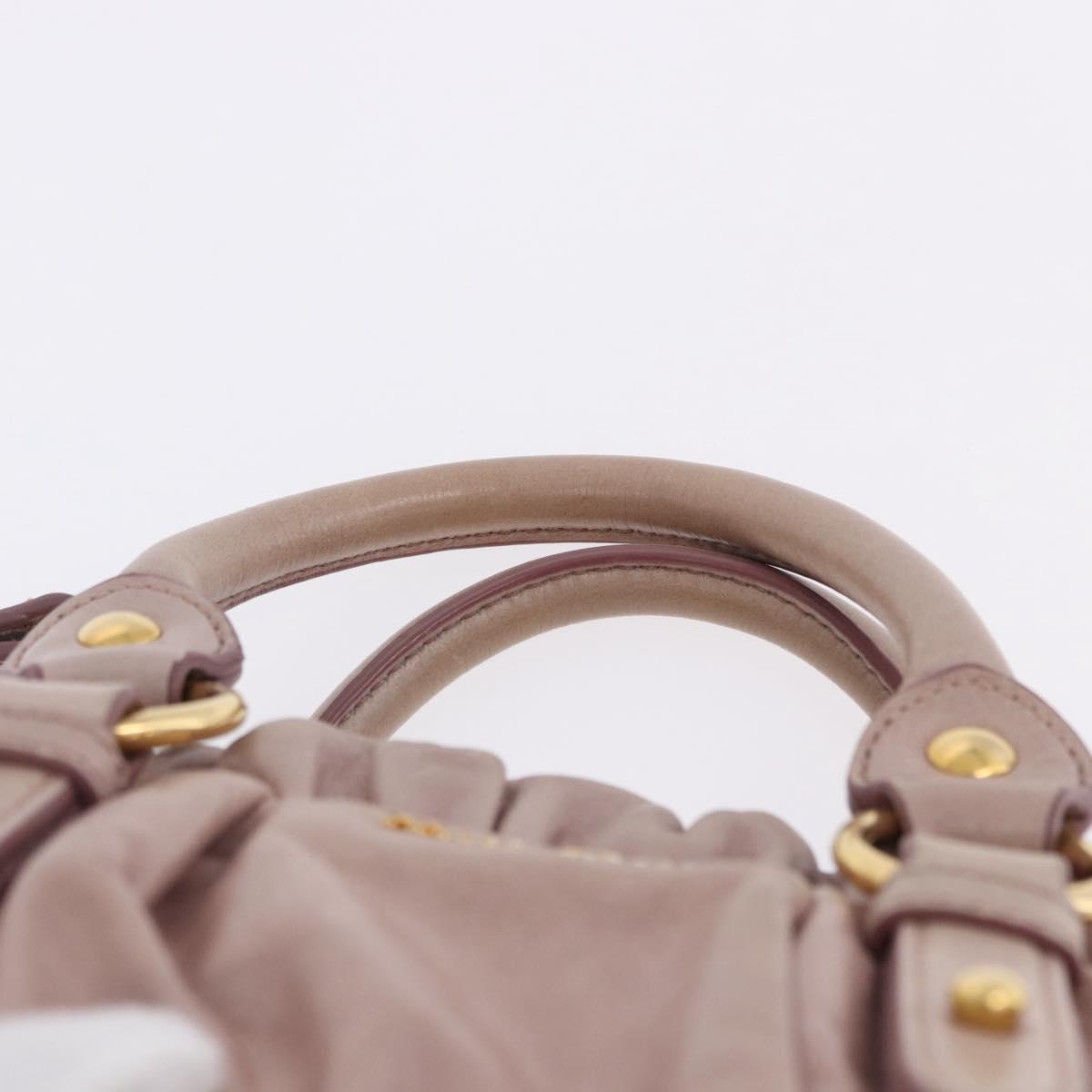 Miu Miu Hand Bag Leather 2way Beige Gold Auth 196835V