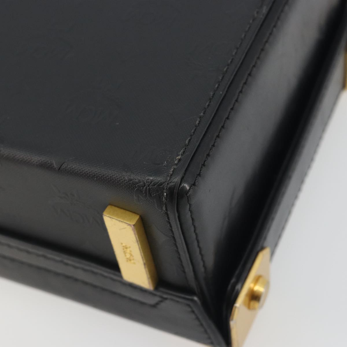 MCM Vicetos Logogram Mini Trunk PVC Leather 2way Black Gold Auth 196839A