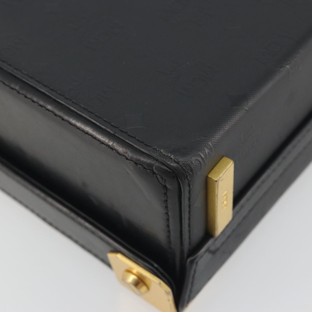 MCM Vicetos Logogram Mini Trunk PVC Leather 2way Black Gold Auth 196839A