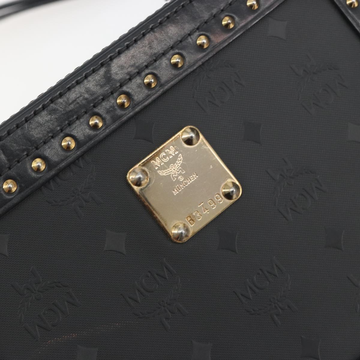 MCM Vicetos Logogram Mini Trunk PVC Leather 2way Black Gold Auth 196839A