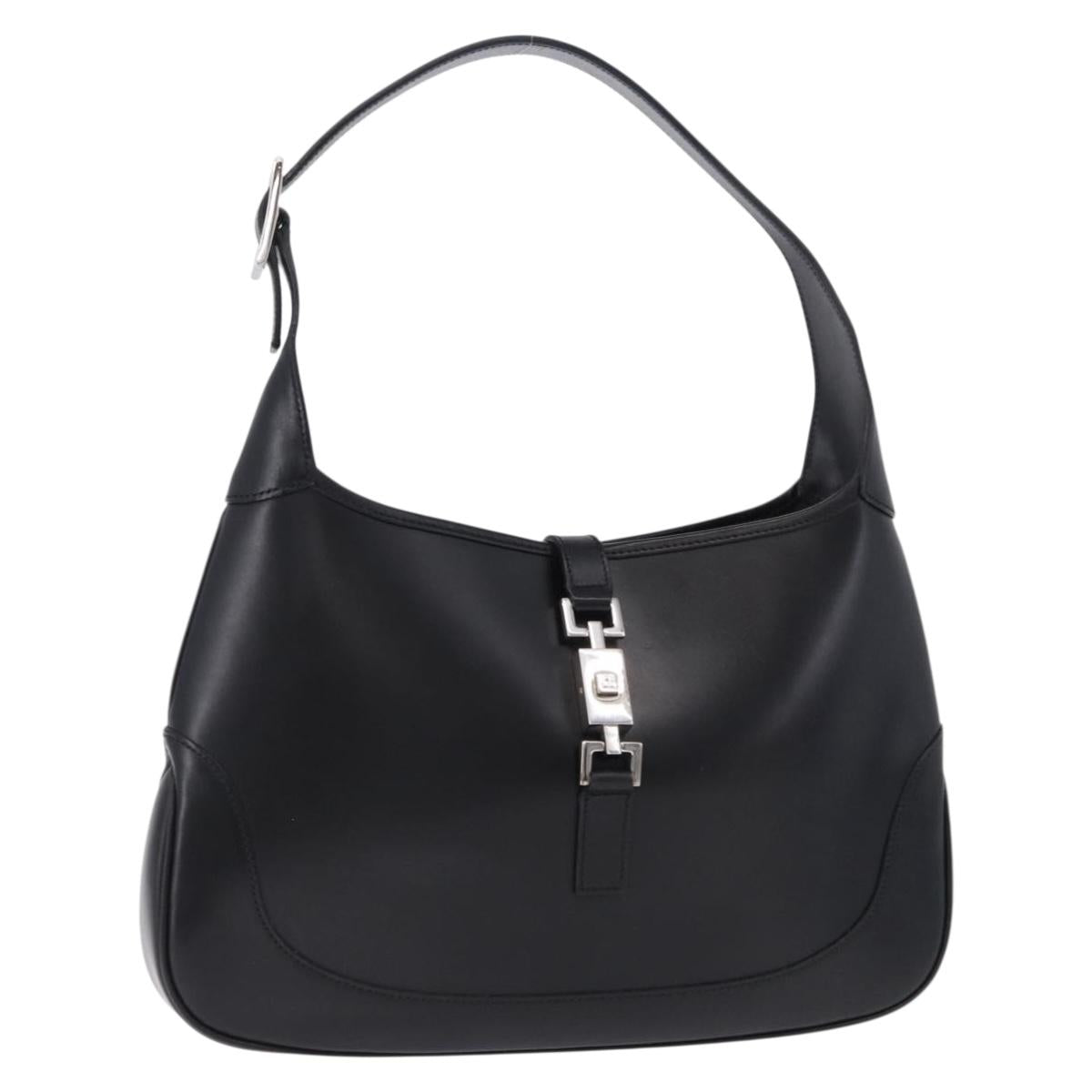 GUCCI Jackie Shoulder Bag Leather Black Silver 001 3306 2684 Auth 196840V