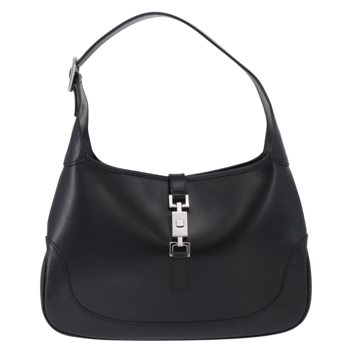 GUCCI Jackie Shoulder Bag Leather Black Silver 001 3306 2684 Auth 196840V
