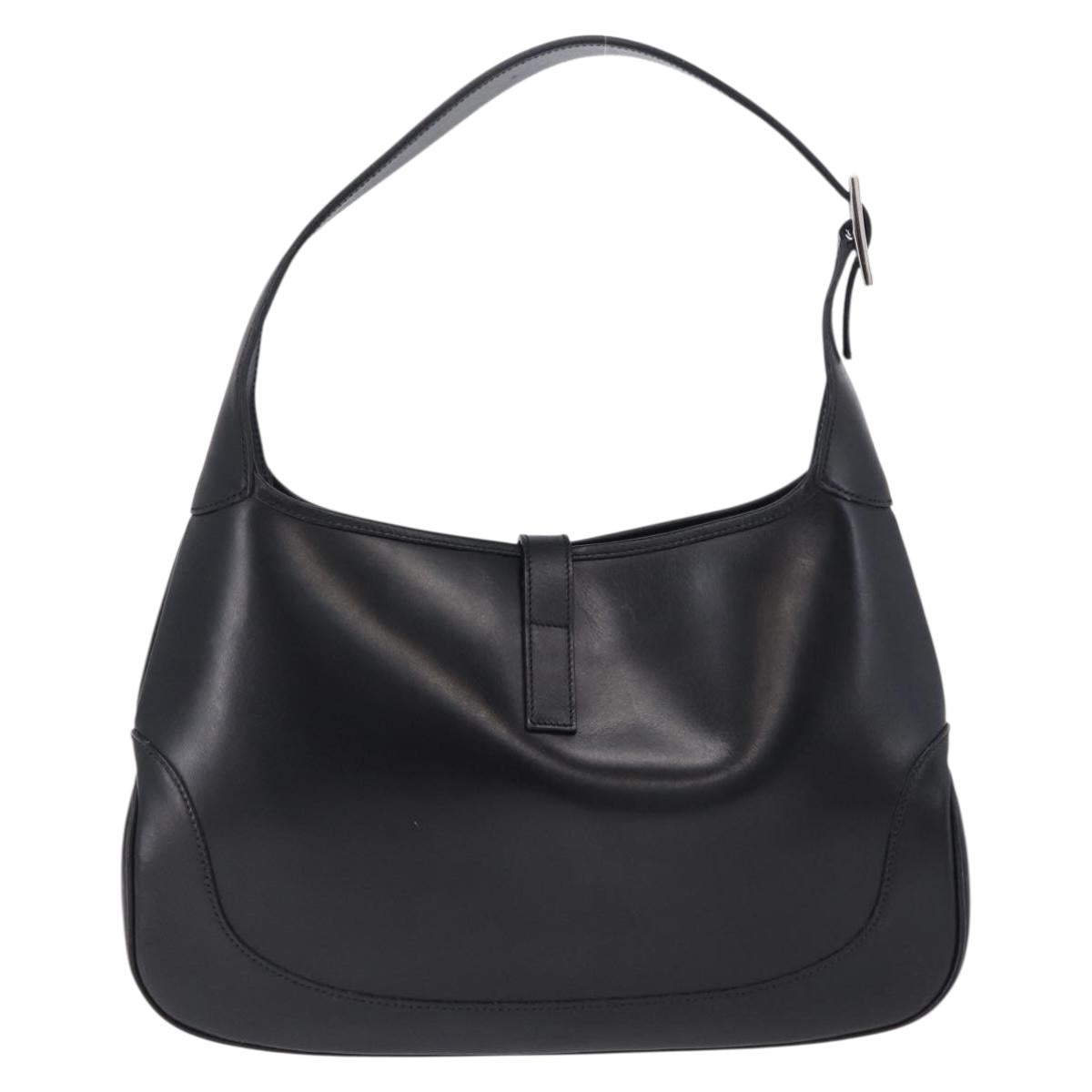 GUCCI Jackie Shoulder Bag Leather Black Silver 001 3306 2684 Auth 196840V