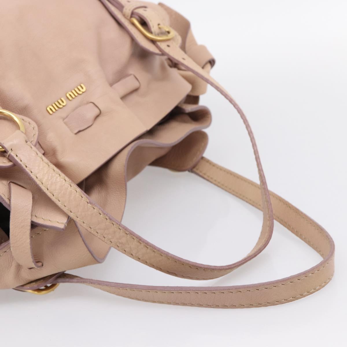 Miu Miu Tote Bag Leather Beige Gold Auth 196841V