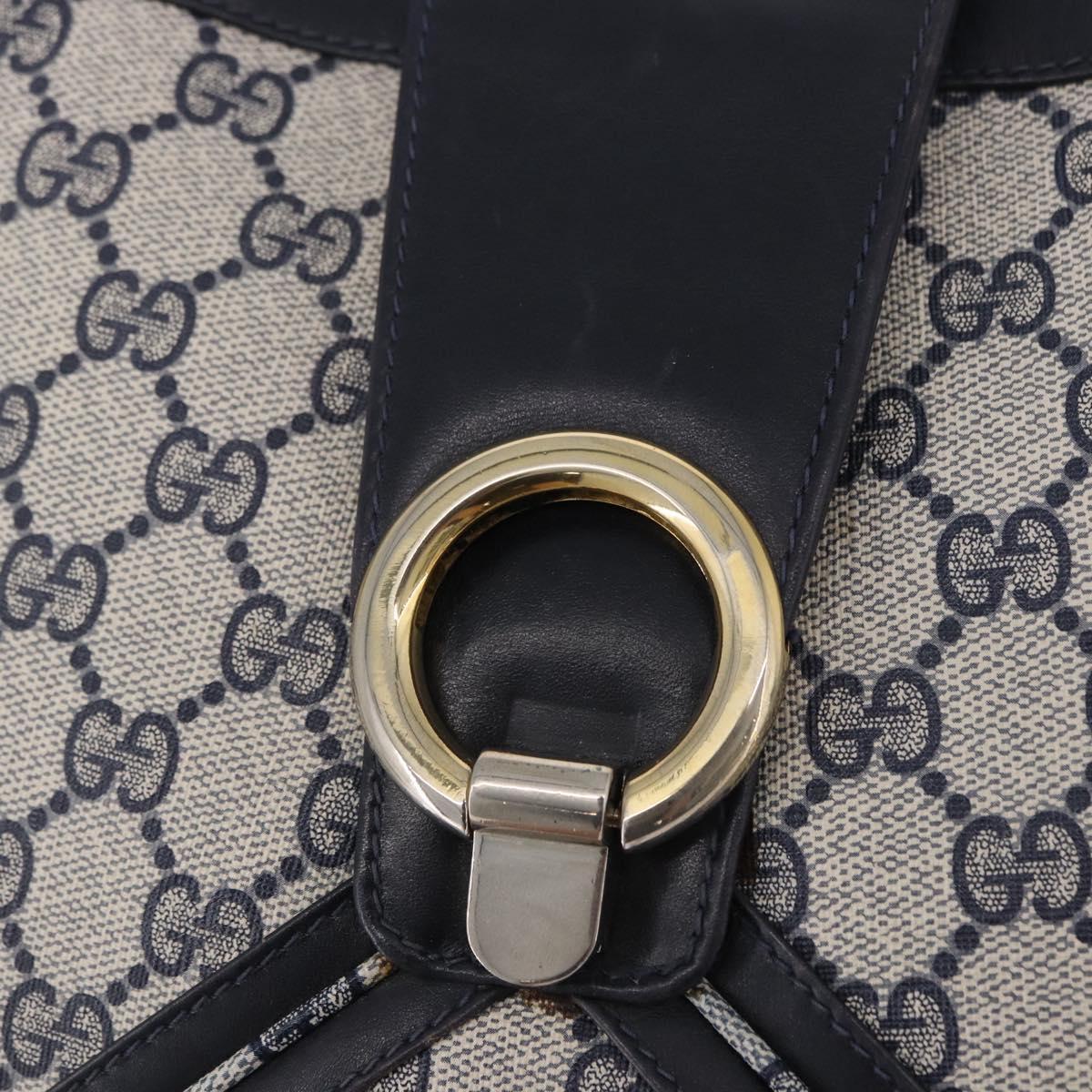 GUCCI GG Supreme Shoulder Bag PVC Navy Gold Auth 196843