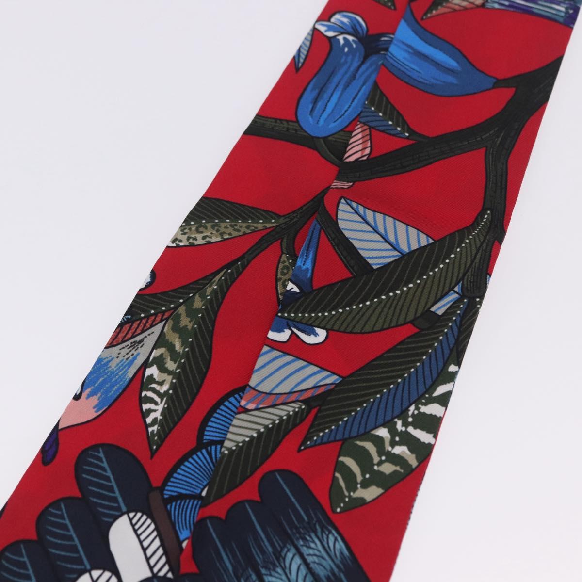 HERMES Twilly Scarf Silk Red Blue Auth 196847M
