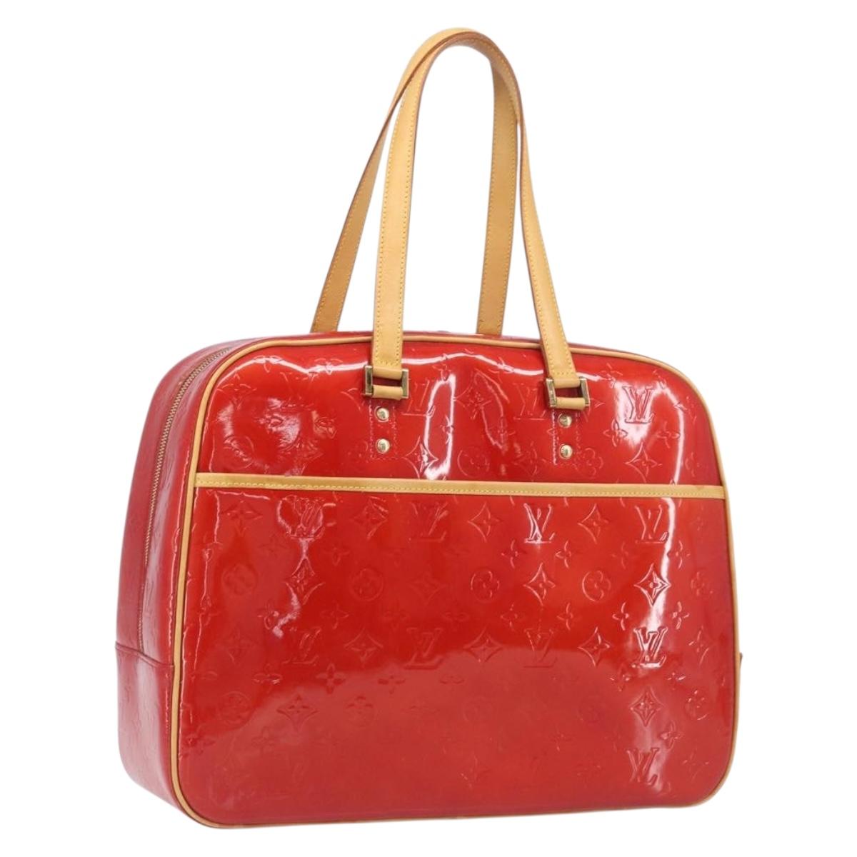 LOUIS VUITTON Monogram Vernis Sutton Hand Bag Red Rouge M91080 LV Auth 196857