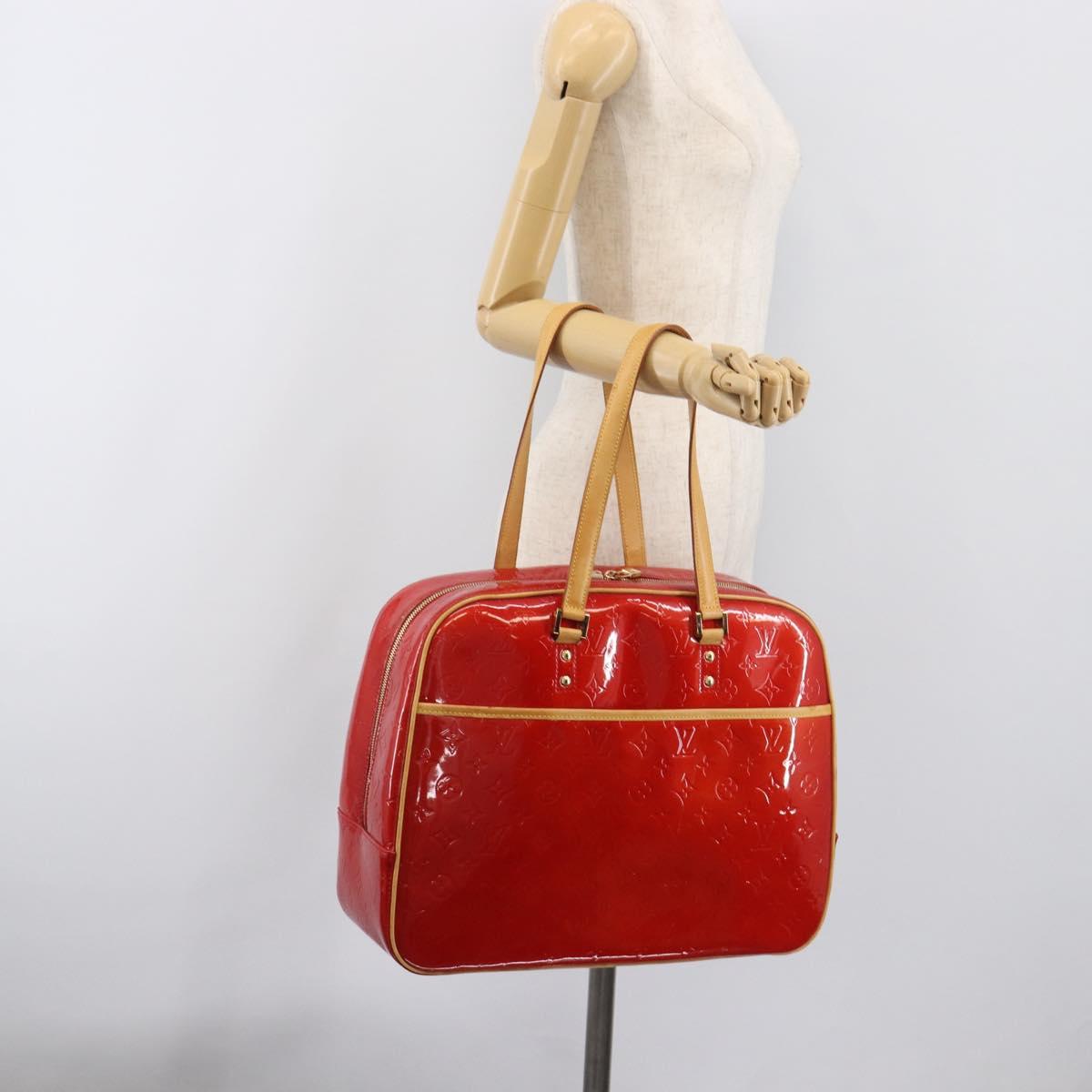 LOUIS VUITTON Monogram Vernis Sutton Hand Bag Red Rouge M91080 LV Auth 196857