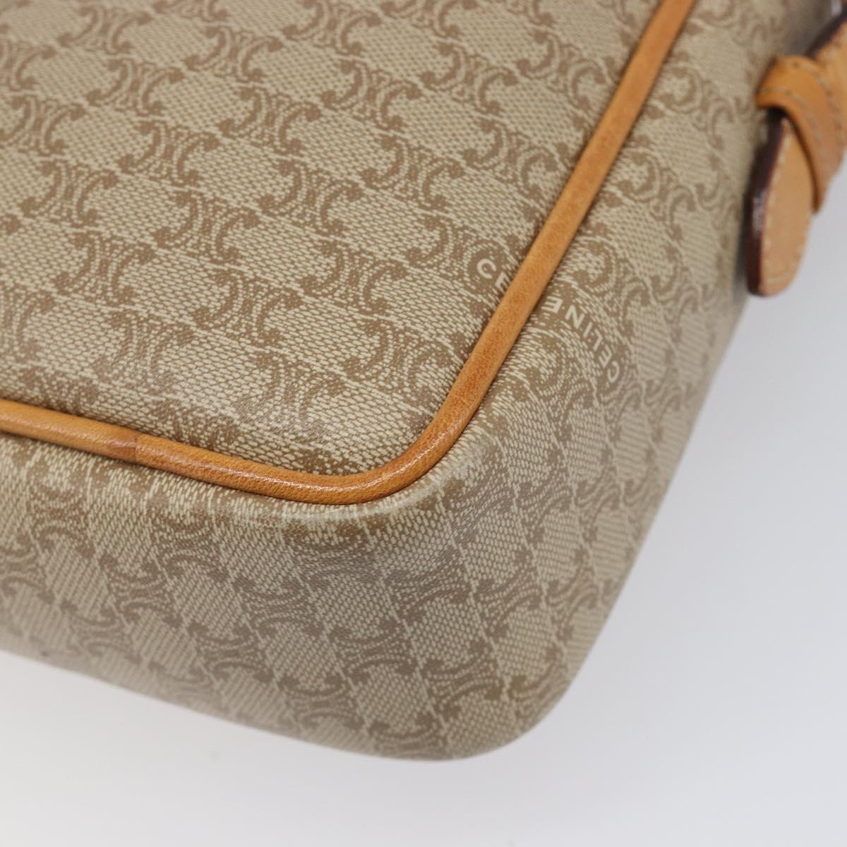 CELINE Macadam Canvas Shoulder Bag PVC Beige Gold Auth 196864