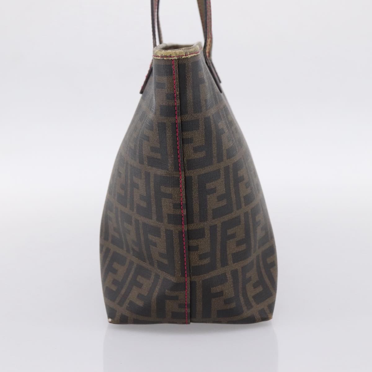 FENDI Zucca Canvas Tote Bag PVC Brown Black Auth 196868