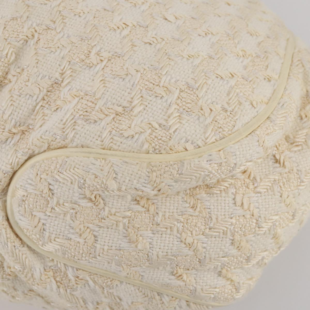 CHANEL Hand Bag Tweed White Silver CC Auth 196872