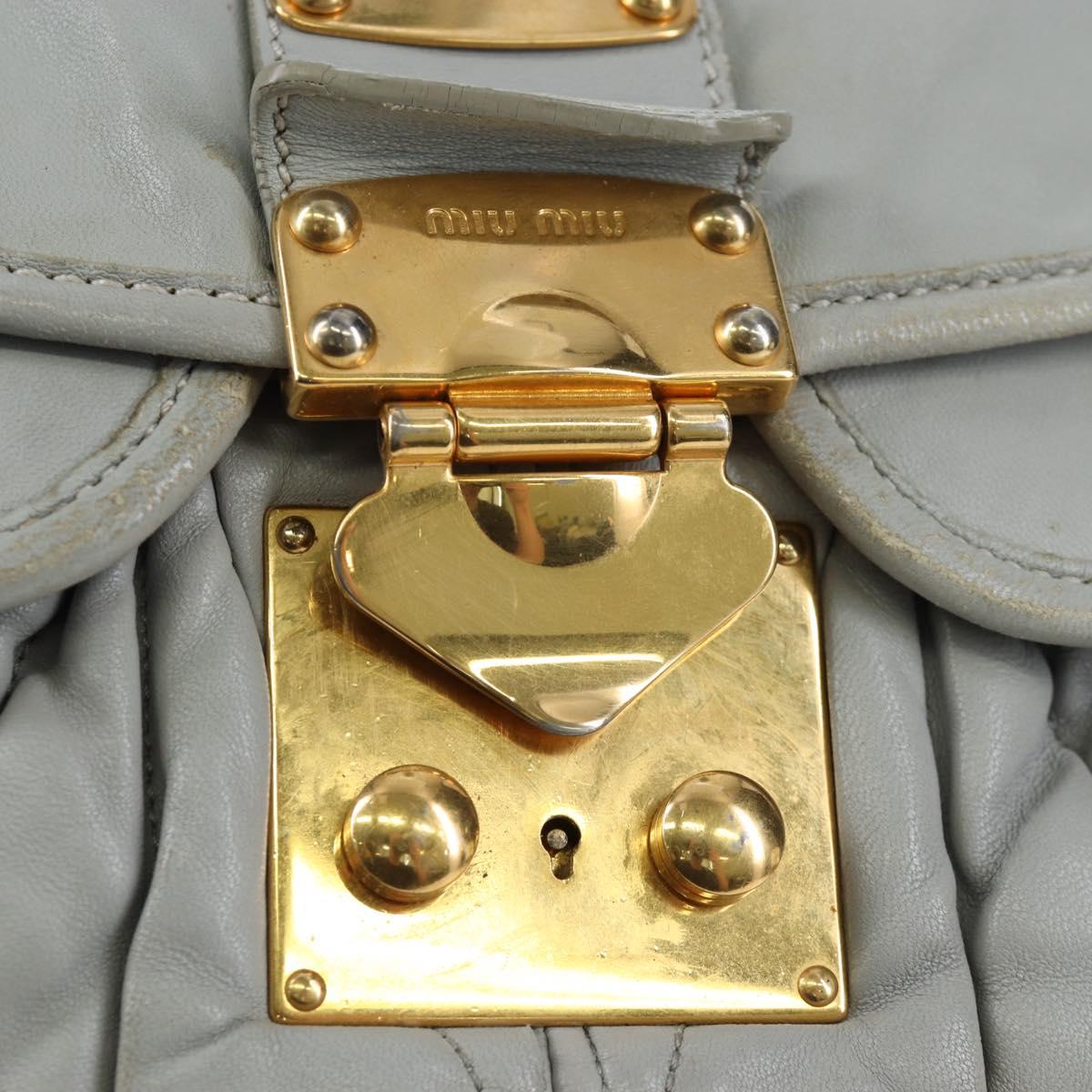 Miu Miu Hand Bag Leather 2way Gray Gold Auth 196873A