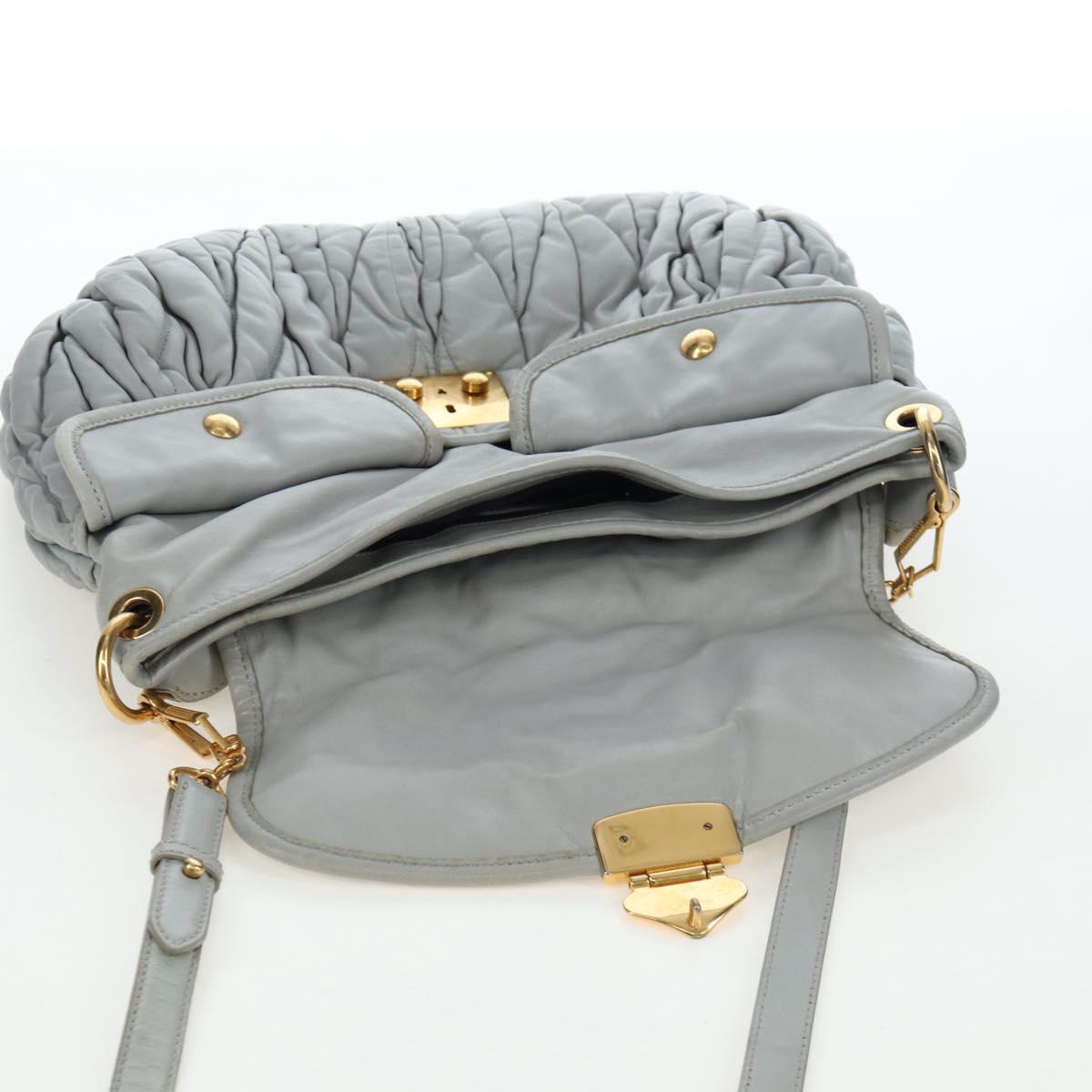 Miu Miu Hand Bag Leather 2way Gray Gold Auth 196873A