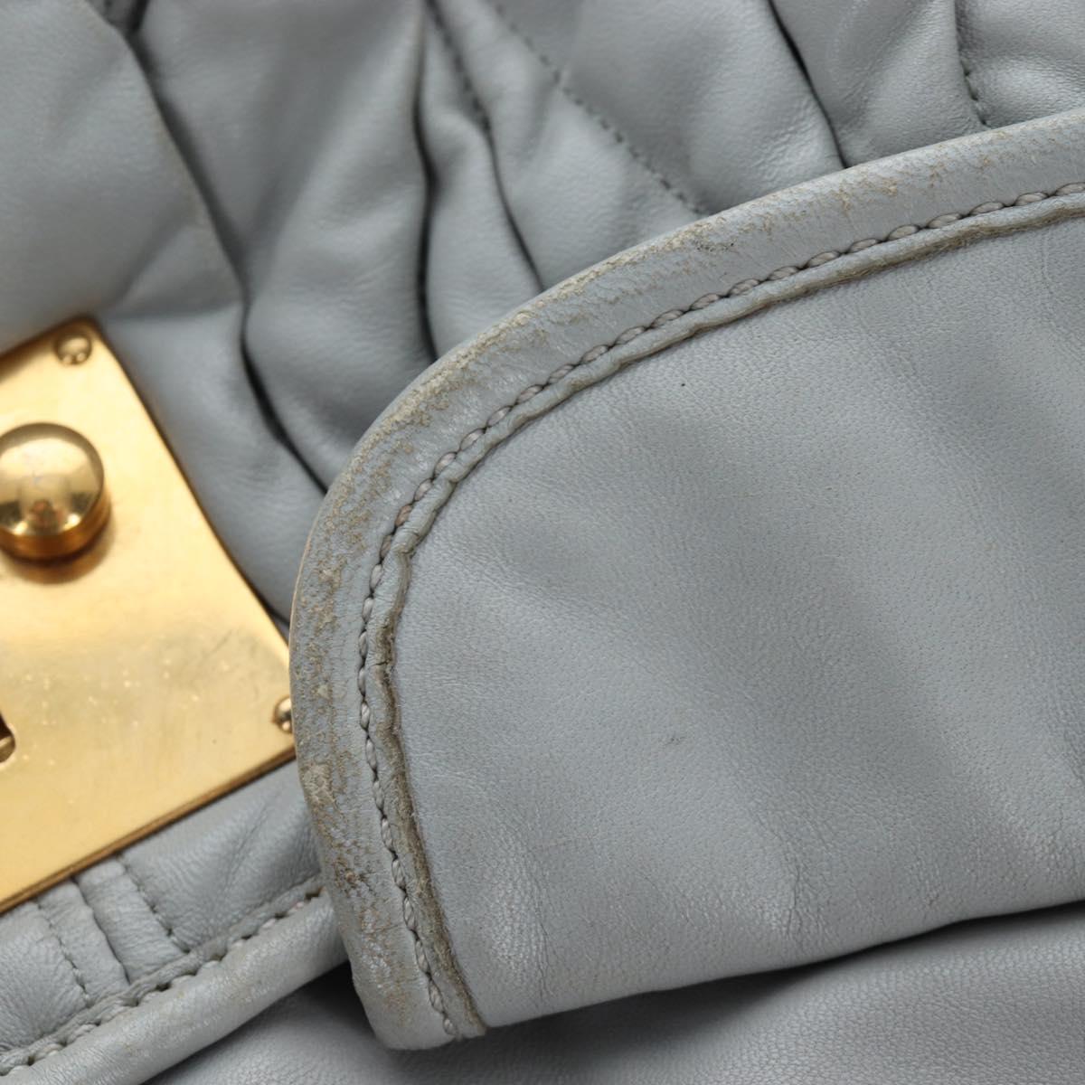 Miu Miu Hand Bag Leather 2way Gray Gold Auth 196873A