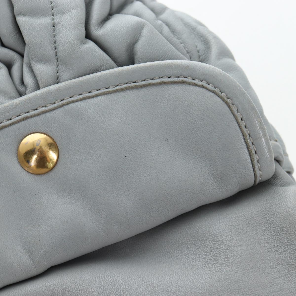 Miu Miu Hand Bag Leather 2way Gray Gold Auth 196873A
