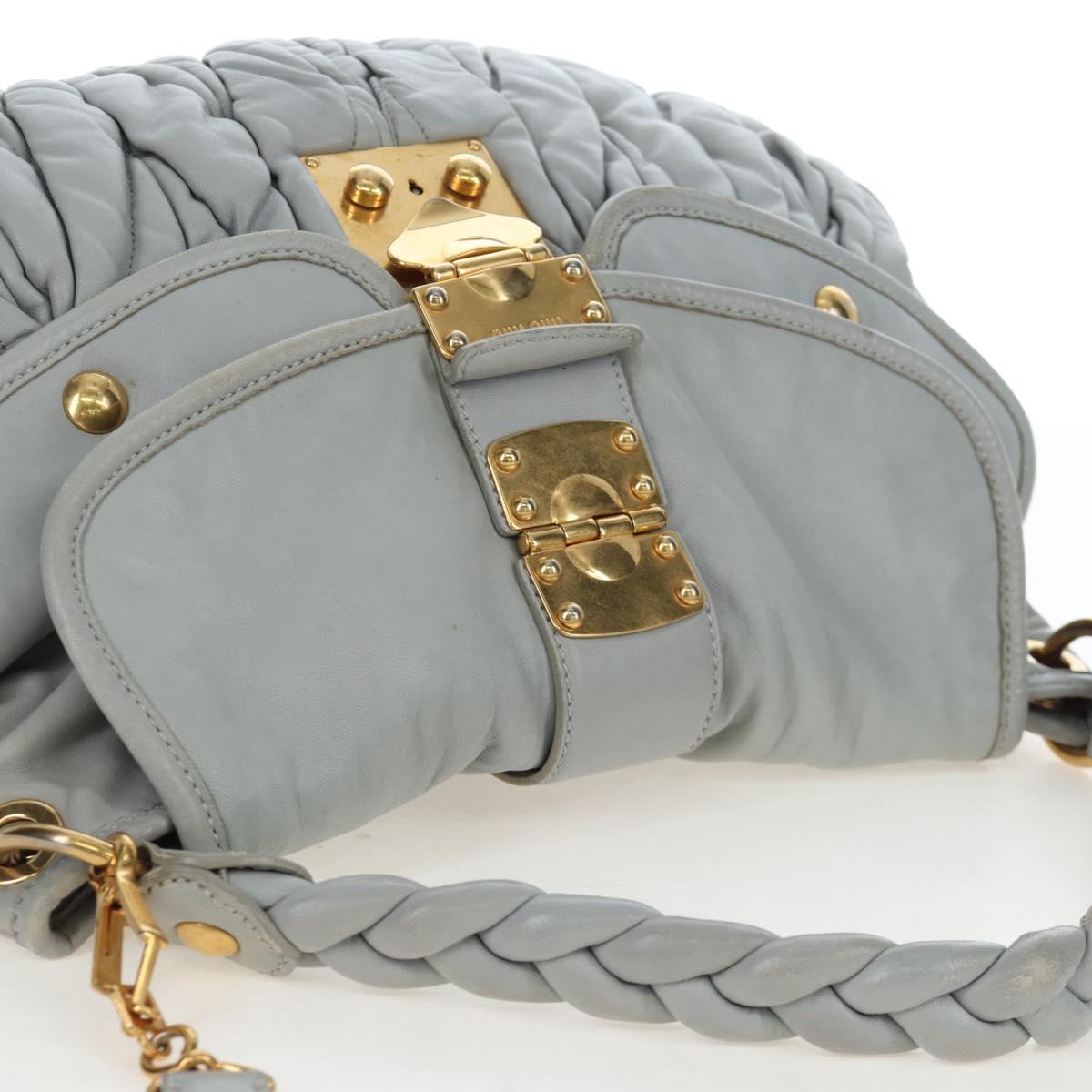 Miu Miu Hand Bag Leather 2way Gray Gold Auth 196873A