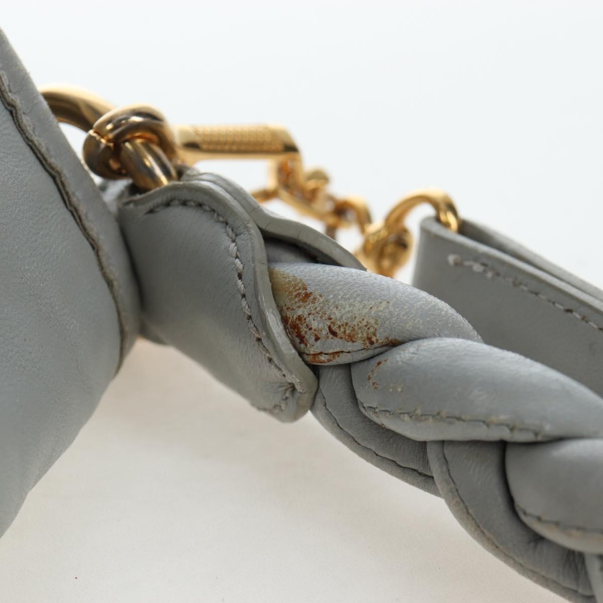 Miu Miu Hand Bag Leather 2way Gray Gold Auth 196873A