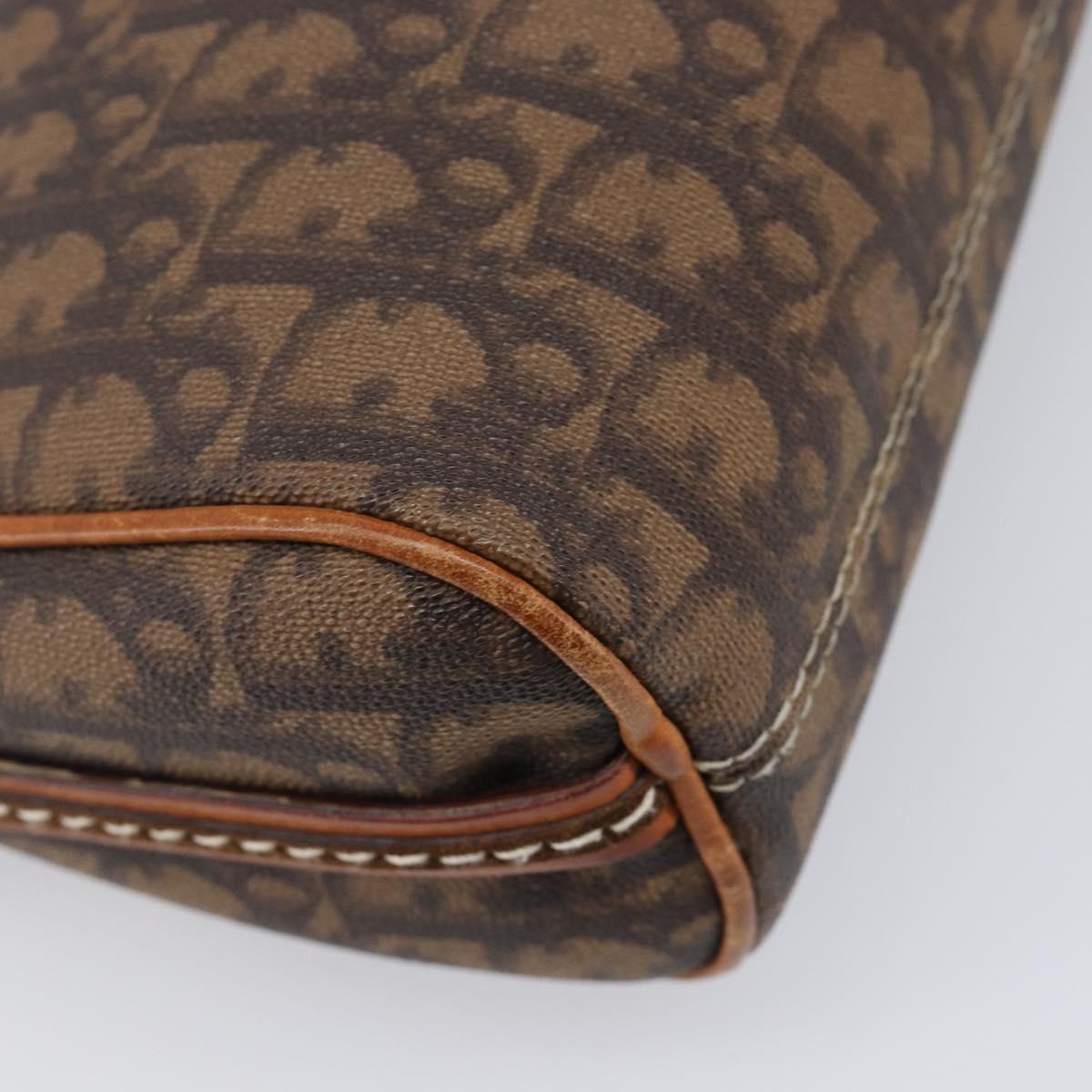 Christian Dior Trotter Canvas Romantic Chain Bag PVC Brown Silver Auth 196875M