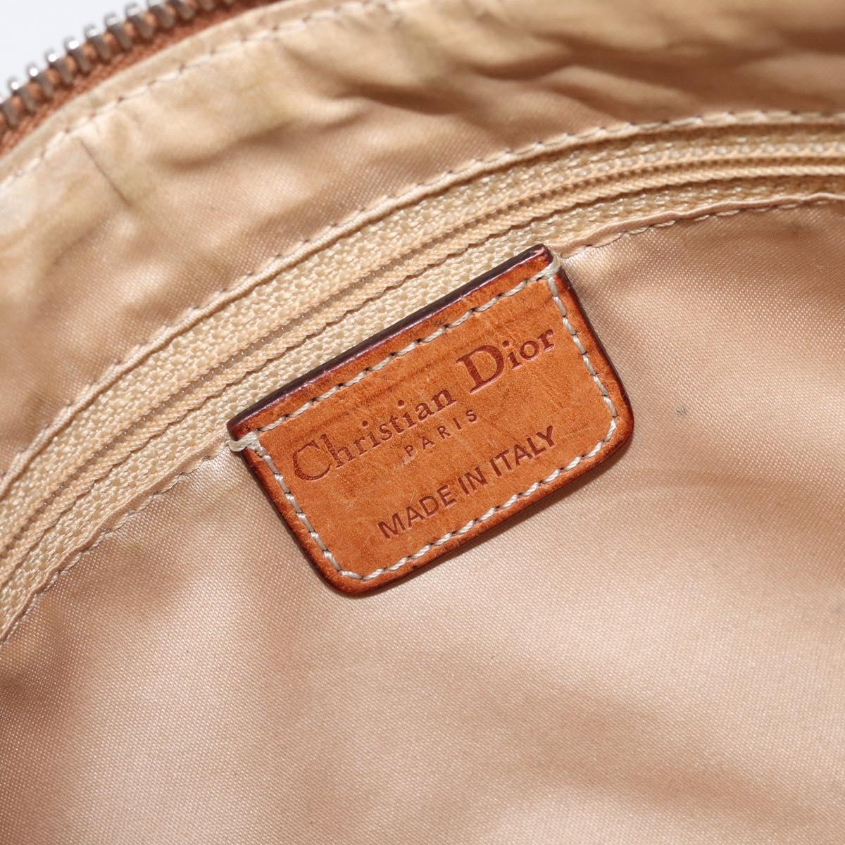 Christian Dior Trotter Canvas Romantic Chain Bag PVC Brown Silver Auth 196875M