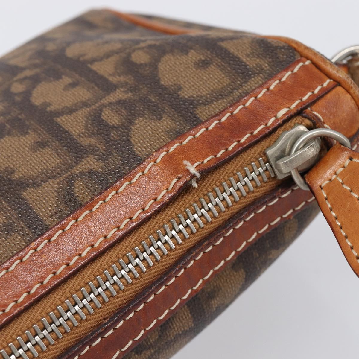 Christian Dior Trotter Canvas Romantic Chain Bag PVC Brown Silver Auth 196875M