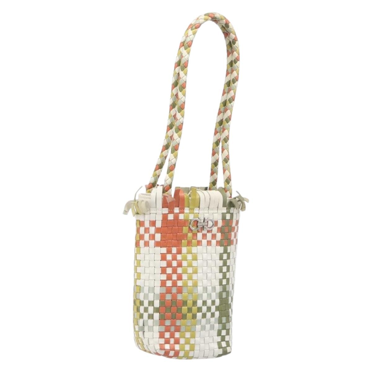 Salvatore Ferragamo Gancini Hand Bag Leather Multicolor Auth 196876A